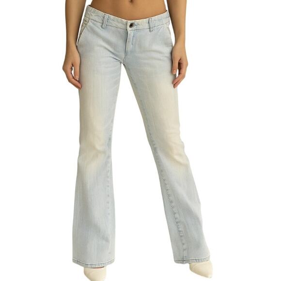 VTG Y2K Diesel Low Rise Flare Jeans Selvedge Hem Only The Brave Italian SZ 27 - Picture 1 of 12